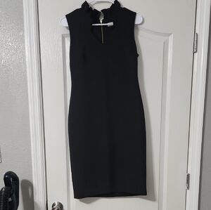 Calvin Klein Black Ruffled Neck Mini Dress